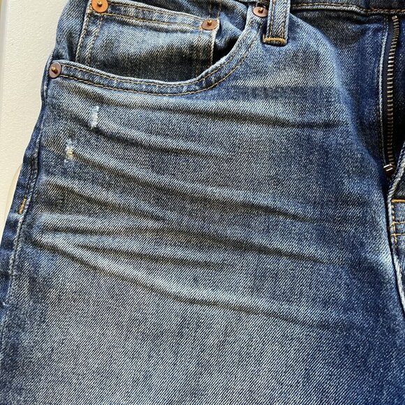 Madewell Womens Denim Shorts High Rise Blue Medium Wash Distressed Fray Size 26 - Picture 6 of 10